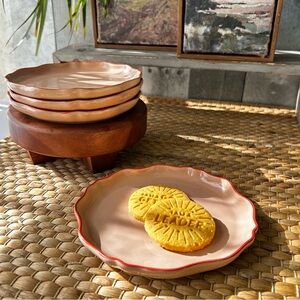 🌴Hearth and Hand Elegant Orange Stoneware Appetizer/Dessert Plates | 4 Pieces